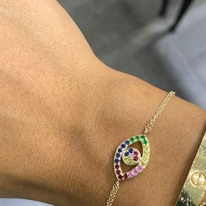 Yellow gold 18k evil eye bracelet
